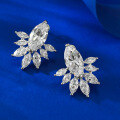 wholesale S925 Sterling Silver New Marquise Stud Earrings Fashion Commuter Style Inlaid Earrings Women's Earwear European and American Cross-Border Model-0-1