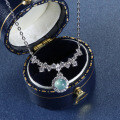 S925 Silver Natural Hazardous Blue Jade Tassel Round Pendant-0-4