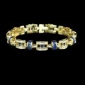 wholesale 925 Silver Gold-Plated Bracelet with High-Carbon Diamonds and GRC Lab-Grown Sapphire, Fashionable Niche Jewelry, Versatile Accessory for Women-0-0