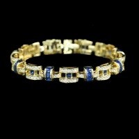 wholesale 925 Silver Gold-Plated Bracelet with High-Carbon Diamonds and GRC Lab-Grown Sapphire, Fashionable Niche Jewelry, Versatile Accessory for Women-Synthetic Royal Blue-17cm>925 Silver
