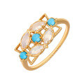 wholesale S925 silver jewelry natural gemstone vintage hollow-out design opal turquoise ring-0-0