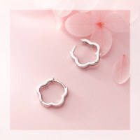 wholesale S925 Silver Floral Ear Clasp for Women, Small Fresh Hollow Five-Petal Flower Ear Studs, Forest Style Ear Accessories G1641-S925 silver pair 925 silver