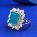 wholesale S925 silver jewelry, new style Paraiba color 9*11mm gemstone vintage-set marquise diamond ring-0-1