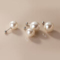 wholesale S925 Sterling Silver Synthetic Pearl Spiral Ear Studs Ins Style Design Sense Elegant Ear Jewelry for Women M03467-0-0