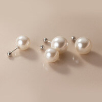 wholesale S925 Sterling Silver Synthetic Pearl Spiral Ear Studs Ins Style Design Sense Elegant Ear Jewelry for Women M03467-S925 silver one pair 4mm beads thread 925 silver