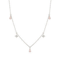 wholesale S925 Sterling Silver Zircon-encrusted Waterdrop And Star Stackable Summer Necklace For Women-Platinum 925 silver