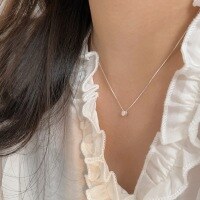 wholesale S925 Sterling Silver Korean Version Small Silver Bean Necklace for Women, Exquisite, Fresh and Simple, Versatile Best Friend Collarbone Chain-Sterling silver