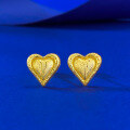 wholesale S925 Gold-Plated Silver Heart Brushed Stud Earrings, Mu Jing Jewelry Spring and Summer New Collection, Fashionable and Versatile Style with a High-End Feel-0-0