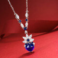 wholesale S925 Silver with 8*8mm Royal Blue Sugar Loaf Zircon, New from MuJing Jewelry-0-1
