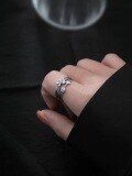 wholesale S925 retro "Money Comes with the Horse" index finger ring for women, ins trendy cute fashionable niche unique little horse ring-0-3