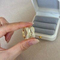 wholesale 925 Sterling Silver Cross-Border Europe and America Women's Small Luxury Möbius Loop Design Heavy Work Diamond-Studded Large Earrings-Platinum DY110362-SW-WH 925 Silver