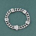 wholesale Metal Material, Shipei Jewelry Rectangular Beveled 6*8 White 3ct High Carbon Diamond Cuban Chain Width 9mm European and American Super Sparkle Bracelet 17cm-0-5
