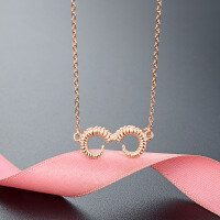 wholesale Metal material minimalist design sense ram's horn necklace for women, versatile figure-8 pendant lightweight luxury cross-chain collarbone necklace cross-border new accessory-Rose gold necklace 925 silver
