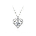 Metal Pendant Double Heart Moissanite Necklace for Women-0-4