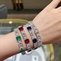 wholesale S925 silver plated with 18k gold high-end new full-diamond cotton-inclusion emerald marquise bracelet-0-3