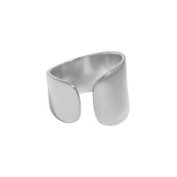 wholesale S925 Sterling Silver 648 Korean Version Ins Small and Unique Design Sense Minimalist Versatile Irregular Textured Open Ring for Women-Platinum [No. 14/Adjustable] Opening adjustable