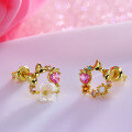 wholesale 925 Silver Gold Plated Japanese Secret Garden Earrings, Natural Shell Flower Bow New Wholesale Studs-0-3