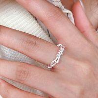 wholesale S925 Sterling Silver Twisted Knot Wrapped Ring for Women, Korean Fashion Light Luxury Trend, Adjustable Open Ring-Adjustable opening