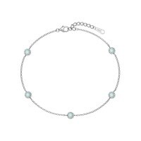 wholesale S925 Sterling Silver Light Luxury INS Style Women's Bracelet with Exquisite Round Australian Gemstone Inlay, Fashionably Luxurious and High-End Hand Accessory-Platinum Light Blue DY150324-SW-LB 925 Silver