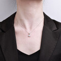 Sterling Silver High-end Korean-style Fan-shaped Moissanite Earrings and Necklace Set-0-2