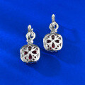 wholesale S925 silver jewelry new design 10*10 red diamond chunky square earrings for women, lightweight luxury vintage style, suitable for cross-border live streaming-0-3