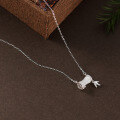 wholesale S925 Silver Literary Retro Niche Design Exquisite Diamond-Inlaid Chalcedony Bamboo Leaf Necklace Y01949-0-3