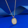 wholesale S925 Silver Gold Vintage Style Full Diamond-Encrusted Oval Pendant Necklace, Mu Jing Jewelry New Design, Light Luxury and Niche High-End-0-1