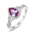 wholesale S925 Sterling Silver European & American New Teardrop Shape Lab Alexandrite Ring, Light Luxury Style Cultured Colored Gemstone Ring-0-4