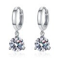 Sterling Silver Moissanite Earrings, Three-Prong Design, Minimalist and Chic-0-3