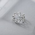 wholesale S925 Silver Korean-style Elegant Hollow Geometric Oval Ring for Women, Petite and Unique Finger Ring J8367-0-2