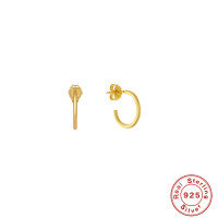 wholesale S925 Sterling Silver C-Shaped Large Arc Hoop Earrings, an INS minimalist, niche, and trendy luxury statement piece-#1 Gold 15MM 925 Silver