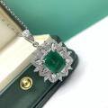 wholesale S925 Sterling Silver Cross-Border Emerald-Cut Collarbone Necklace with High-End Artificial Gemstone Pendant, Factory Direct-0-1