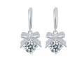 wholesale S925 Sterling Silver Cross-Border Moissanite Colorful Diamond Bow Full-Drop Earrings, Luxury High-End Fashion Earrings for Women-0-8