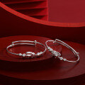 wholesale S990 Pure Silver Year of the Rabbit Commemorative Silver Jewelry, Baby's Solid Silver Bracelet, Parent-Child Bracelet Jewelry for Wholesale-0-3