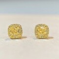 wholesale 925 Sterling Silver Vintage Yellow Diamond Stud Earrings for Women, Small Sugar Cube Cute and Minimalist High-End Fashion Ice-Cut Earrings-0-4