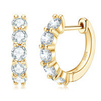 S925 Sterling Silver D Color Moissanite Starry Shining Earrings-Luxury Diamond Earrings [K Gold] Style B  925 Silver
