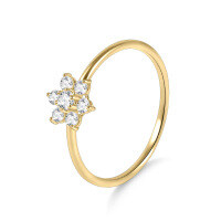 wholesale S925 Sterling Gold Plated Moissanite Flower Ring, Fade-Resistant and Stylish Small Ring-Small Moissanite Ring 2 US Size 6