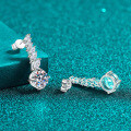 S925 Sterling Silver Moissanite Marquise Earrings with Tassels-0-1