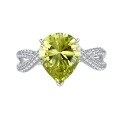 wholesale S925 Sterling Silver New High Carbon Diamond Pear 10*12 Olive Green Ring for Women, Hot Sale-0-4