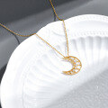 wholesale S925 Silver Plated 14K Gold French Ins-Style Moon Necklace/Earring Zircon Set Versatile-0-2