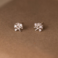 wholesale S925 Sterling Silver Exquisite Minimalist Advanced Korean-style Cute Delicate Design Branch Inlaid with Diamond Earrings G3739-S925 silver pair 925 silver
