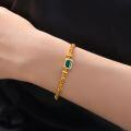 wholesale Metal, New 1ct Zambian Color Lab-Grown Emerald 5*7 Cuban Vintage Bracelet 15-17cm-0-2