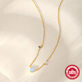 wholesale S925 Silver New Stylish Opal Diamond Pendant Choker Necklace,-0-3