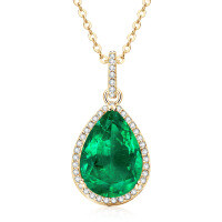 S925 Silver Y-Shaped Teardrop Emerald Imitation Pendant Necklace-Style H [Clearance Sale - Free Shipping] 10x14mm  925 Silver