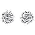 wholesale S925 Sterling Silver Cross-Border Rose Flower Earrings with Colorful Moissanite, Korean Style Luxury Colored Moissanite Stud Earrings-0-4