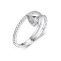 wholesale 925 Silver Teardrop Moissanite Extended Design Ring Unique Creative Popular Ring-0-6