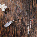 wholesale S925 Sterling Silver Yaxi Water Foam Jade Four Seasons Lucky Bean Necklace for Women, Original Design New Chinese Style Four Seasons Bean Collarbone Chain-0-2