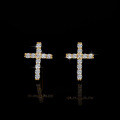 Sterling Silver Moissanite Cross Geometric Earrings, High-Quality Export-0-0