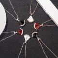 wholesale S925 Sterling Silver Agate Necklace for Women, Internet Hit Ins Mother-of-Pearl Fan Pendant Collarbone Chain-0-0