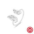 wholesale S925 Sterling Silver Adjustable Open Butterfly Ring, Creative Hollow-Out Design for Women-0-6